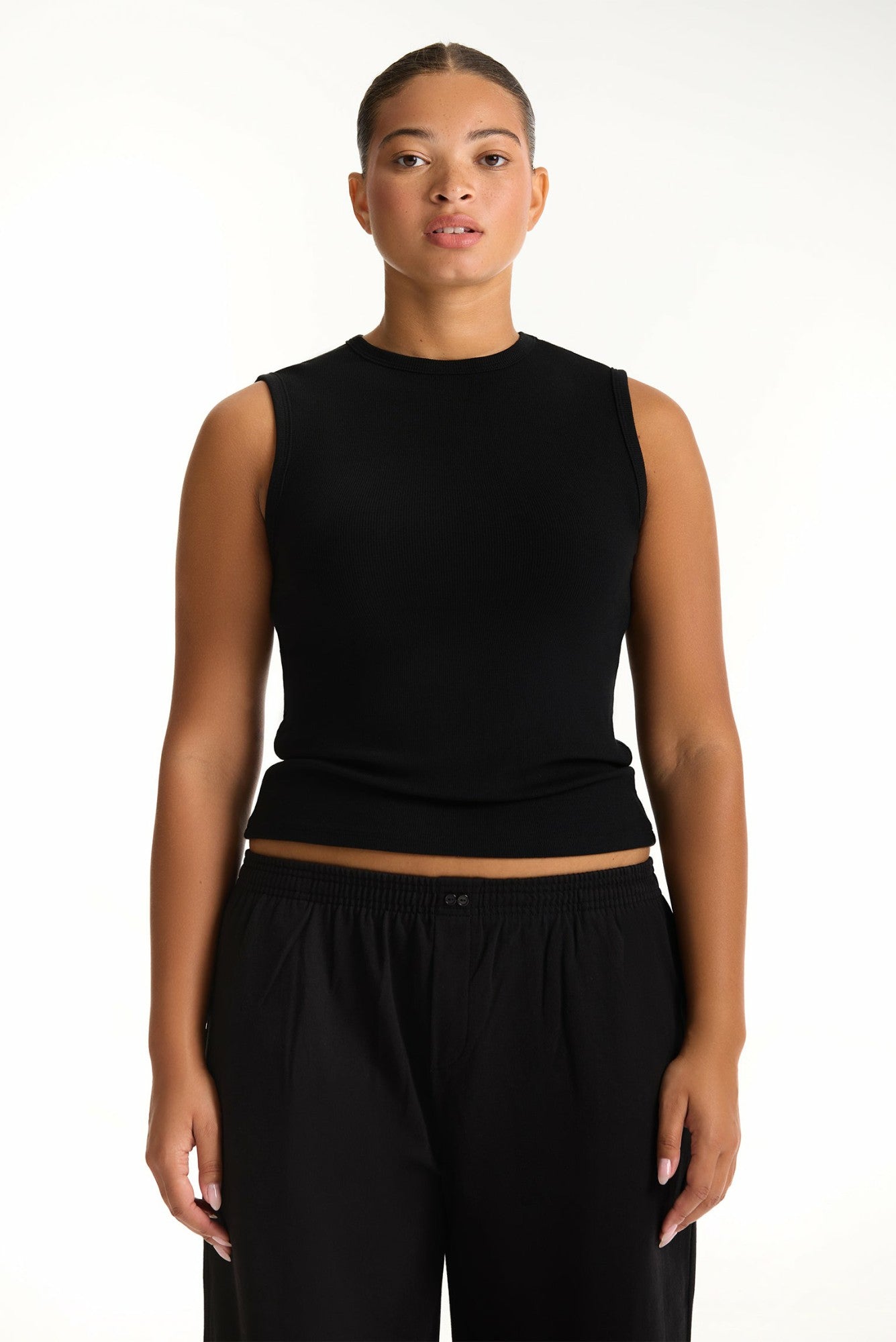 RIBBED MODAL BODY MUSCLE TANK - ONYX SET ACTIVE