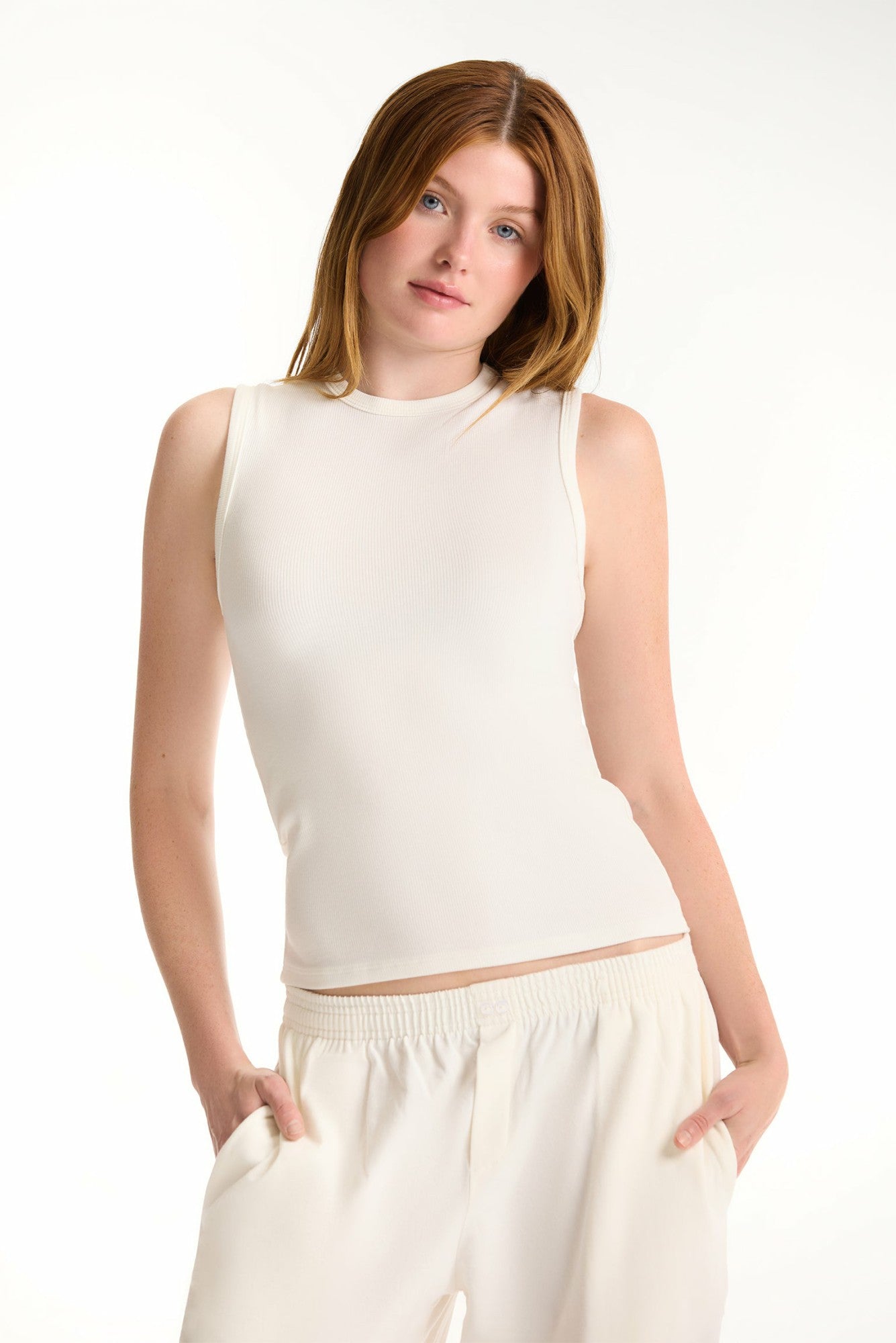 RIBBED MODAL BODY MUSCLE TANK - BLANC SET ACTIVE
