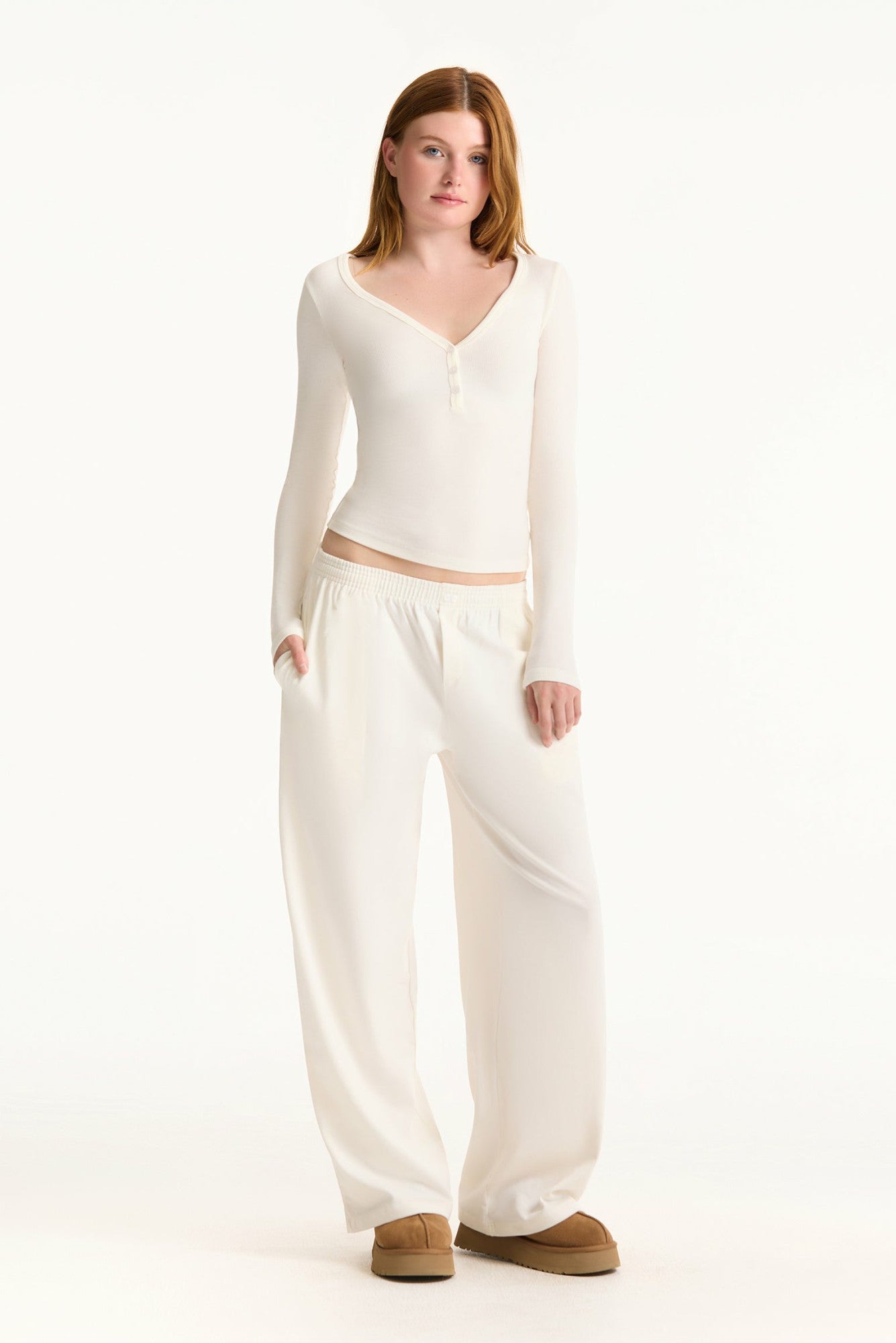 HEAVY COTTON EASY BOXER PANTS - BLANC SET ACTIVE