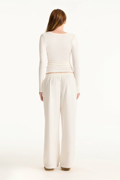 RIBBED MODAL BODY HENLEY - BLANC SET ACTIVE