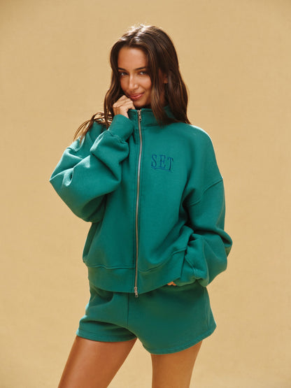 MIDWEIGHT SWEATS STAPLE SET RESORT FUNNEL ZIP - LAGOON SET ACTIVE