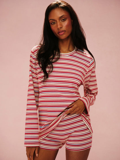 STRIPE JERSEY STRIPE OVERSIZED LONG SLEEVE - LYRIC SET ACTIVE