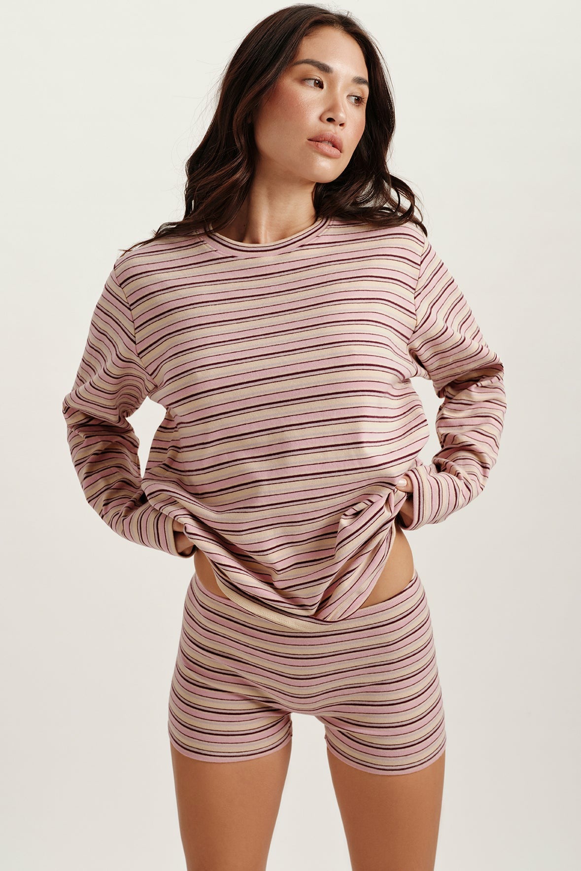 STRIPE JERSEY STRIPE OVERSIZED LONG SLEEVE - FLIRT SET ACTIVE