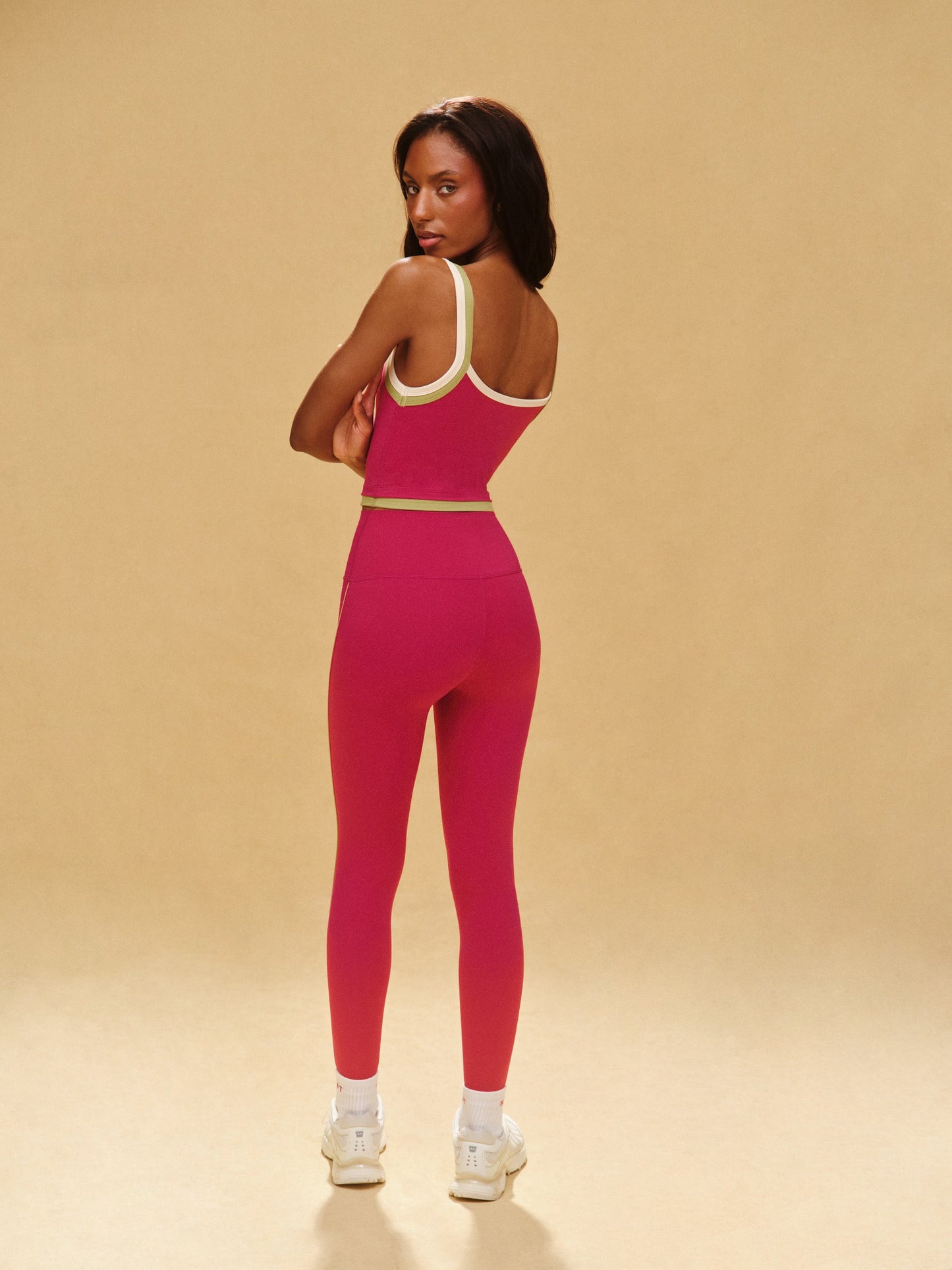 BREATHE 1.0 CONTRAST DOUBLE STRAP TANK - HIBISCUS SET ACTIVE