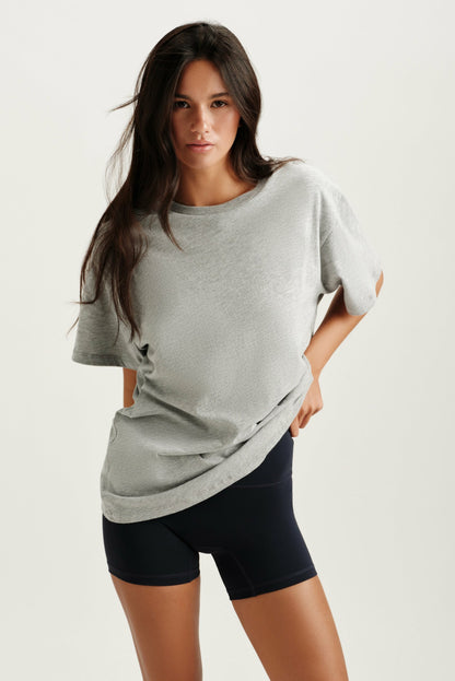 CLASSIC COTTON DAILY BOYFRIEND TEE - FOG HEATHER GREY SET ACTIVE