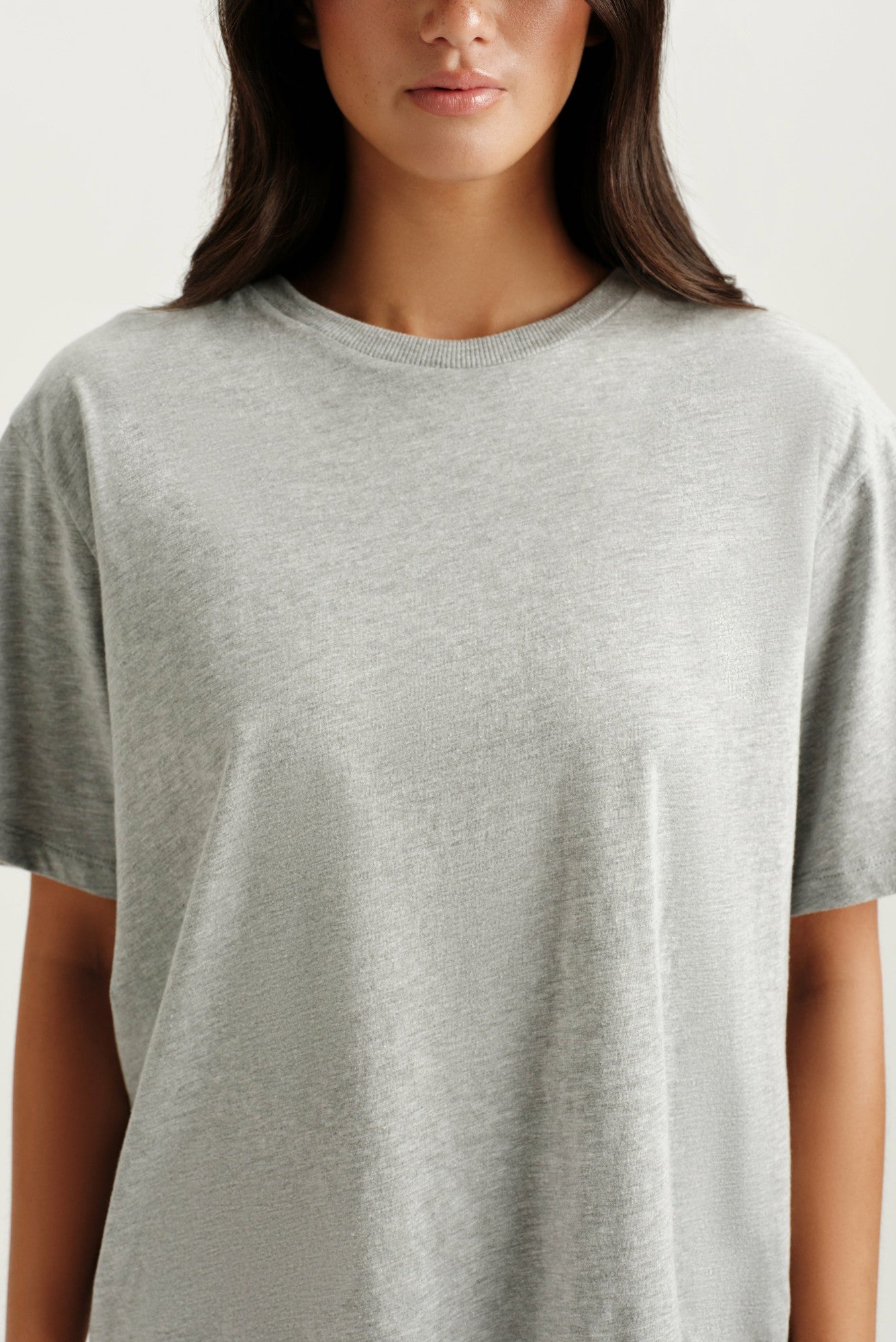 CLASSIC COTTON DAILY BOYFRIEND TEE - FOG HEATHER GREY SET ACTIVE