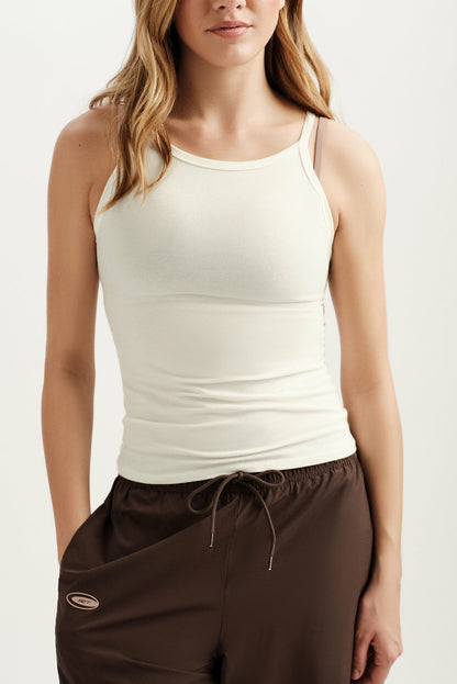 STRETCH COTTON LAYER COLLAR TANK - DUST SET ACTIVE