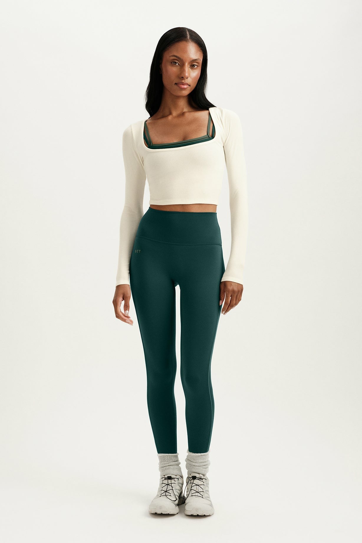 RIBBED MODAL BODY SQUARENECK LONG SLEEVE - DUST SET ACTIVE
