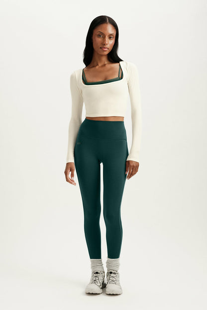 RIBBED MODAL BODY SQUARENECK LONG SLEEVE - DUST SET ACTIVE
