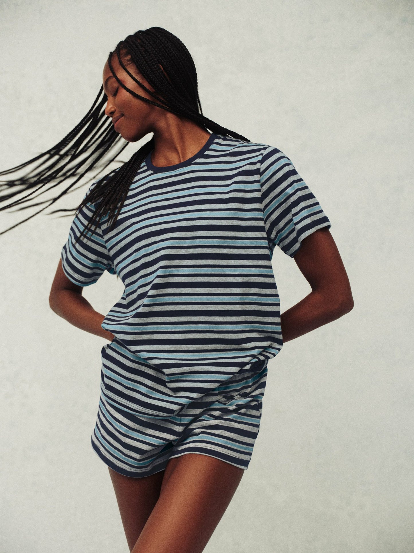 HEAVY COTTON EASY STRIPE SHORTS - WASHED SET ACTIVE