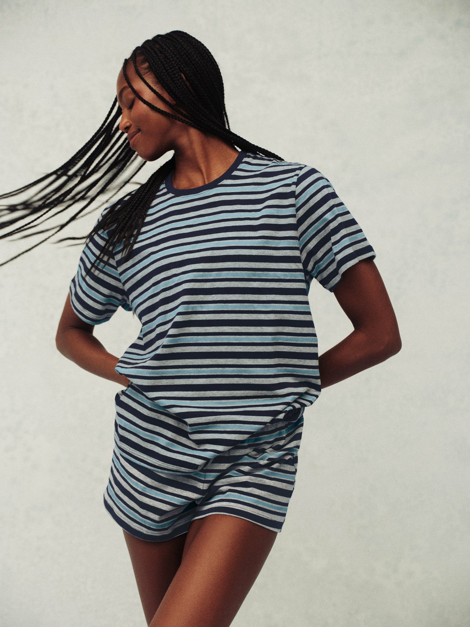 HEAVY COTTON EASY STRIPE SHORTS - WASHED SET ACTIVE