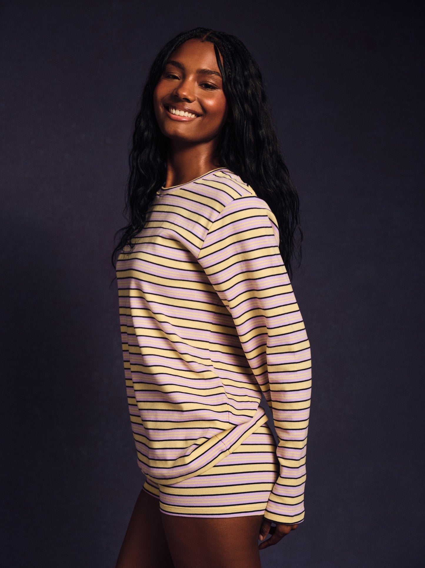 STRIPE JERSEY STRIPE OVERSIZED LONG SLEEVE - STREAMER SET ACTIVE