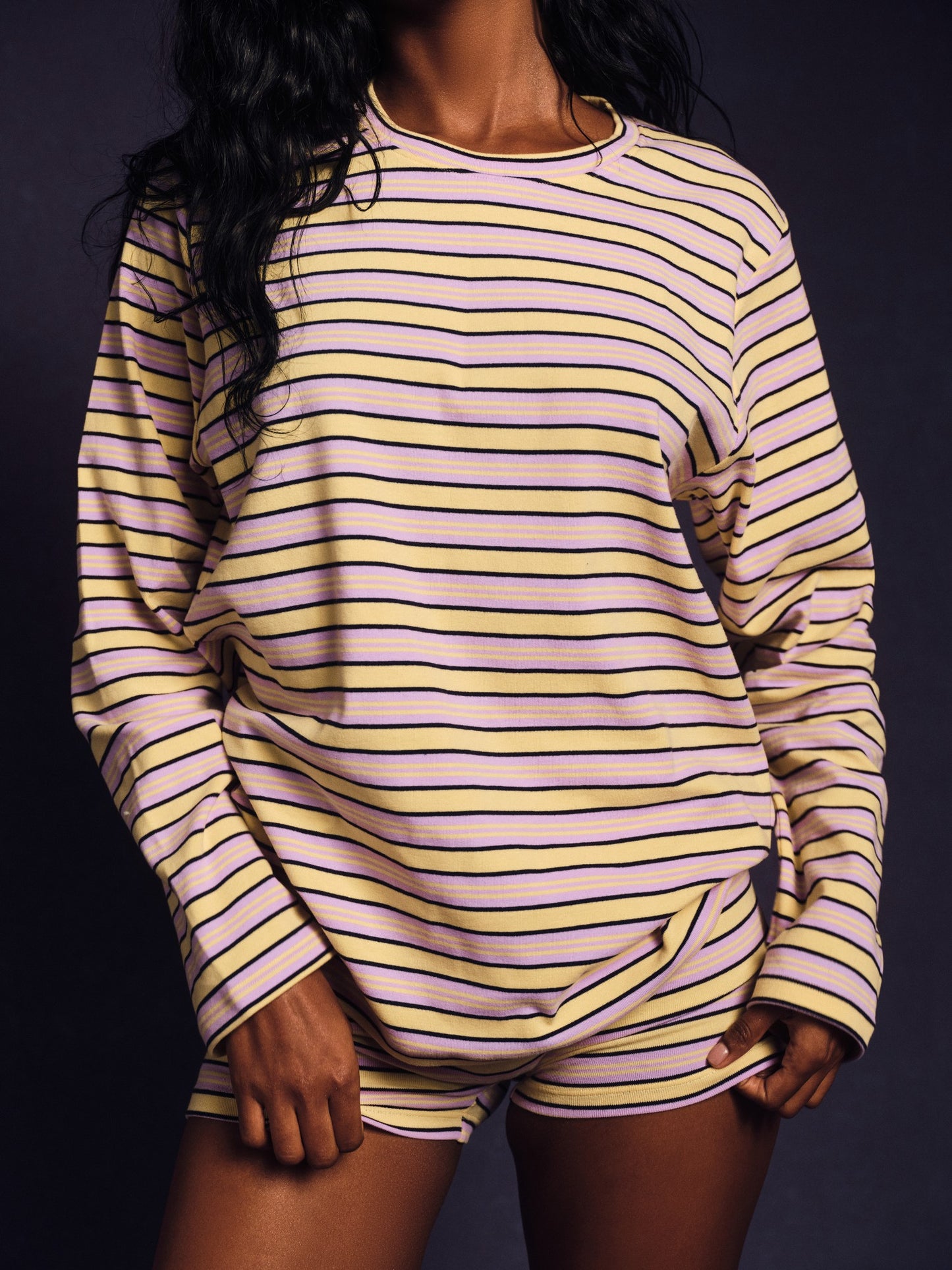 STRIPE JERSEY STRIPE OVERSIZED LONG SLEEVE - STREAMER SET ACTIVE