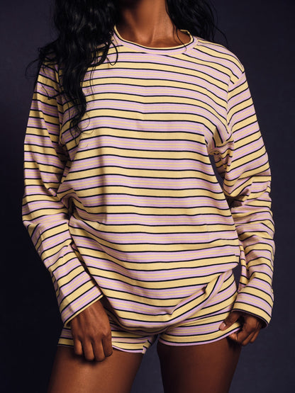 STRIPE JERSEY STRIPE OVERSIZED LONG SLEEVE - STREAMER SET ACTIVE