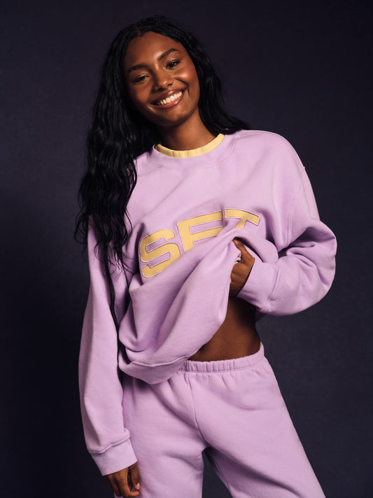 MIDWEIGHT SWEATS STAPLE SET LAYERED CREWNECK - BUTTERCREAM SET ACTIVE