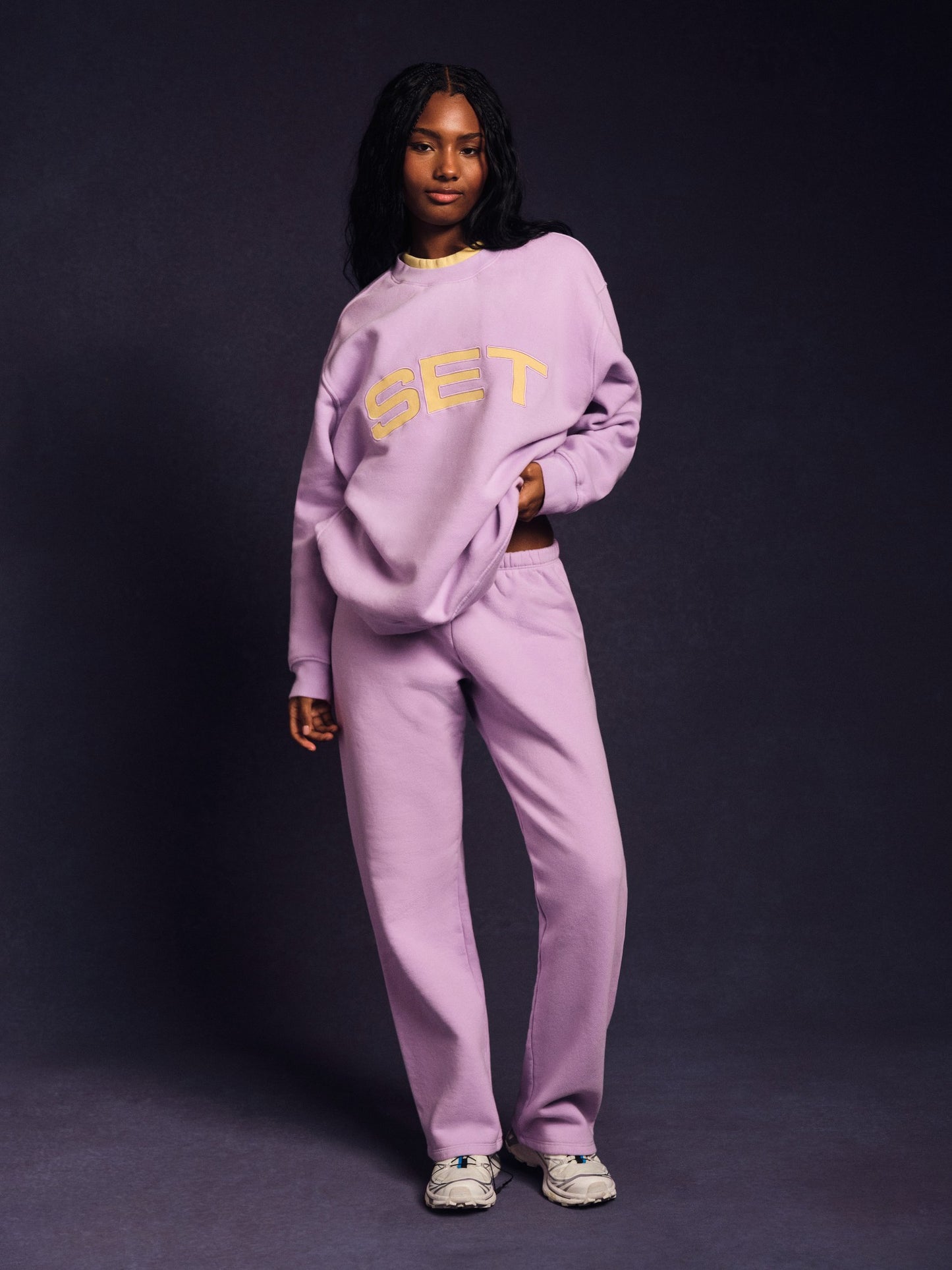 MIDWEIGHT SWEATS STAPLE SET LAYERED CREWNECK - BUTTERCREAM SET ACTIVE