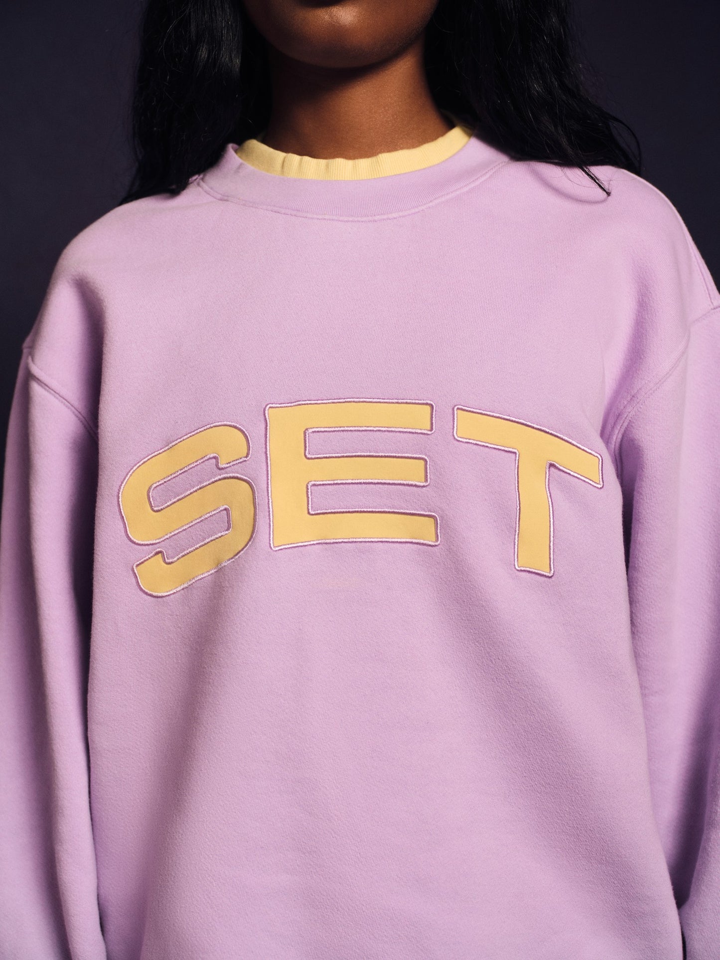MIDWEIGHT SWEATS STAPLE SET LAYERED CREWNECK - BUTTERCREAM SET ACTIVE