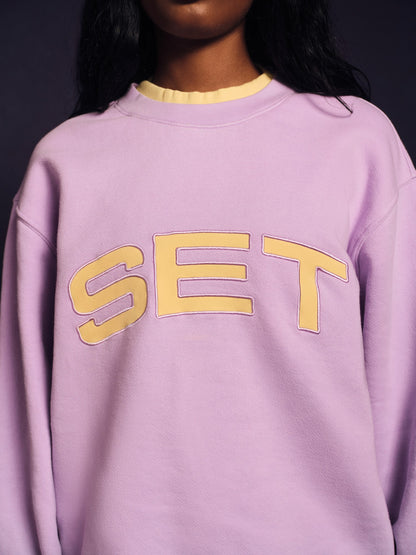 MIDWEIGHT SWEATS STAPLE SET LAYERED CREWNECK - BUTTERCREAM SET ACTIVE