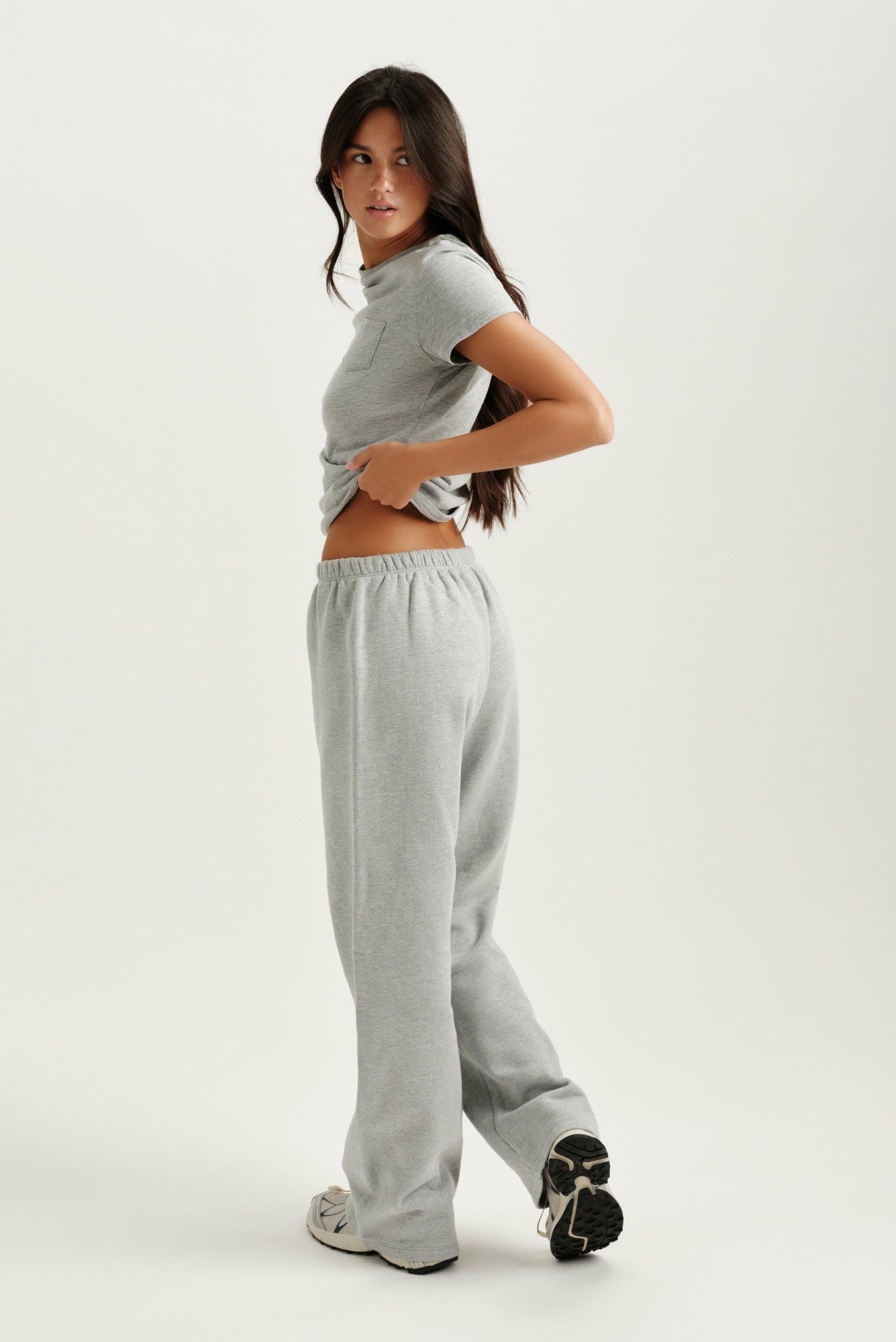 MIDWEIGHT SWEATS STAPLE STRAIGHT LEG SWEATPANTS - FOG HEATHER GREY SET ACTIVE