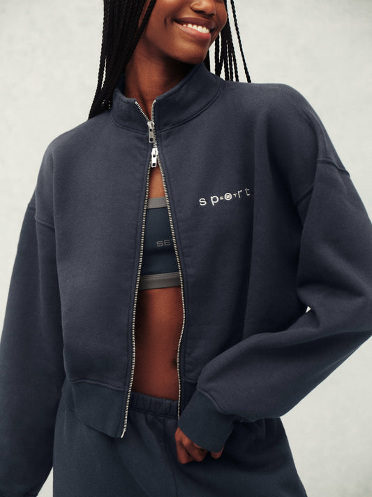 MIDWEIGHT SWEATS STAPLE SET FUNNEL ZIP - INDIGO SET ACTIVE