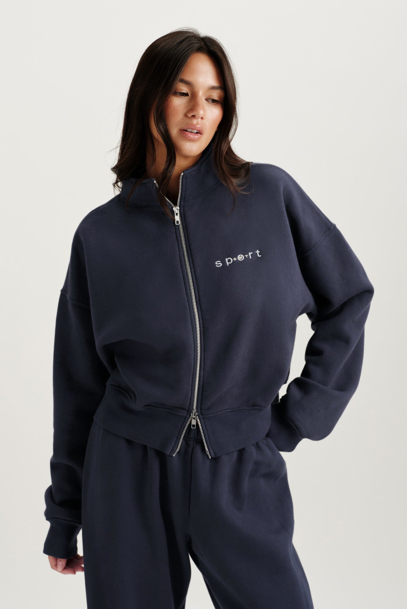 MIDWEIGHT SWEATS STAPLE SET FUNNEL ZIP - INDIGO SET ACTIVE