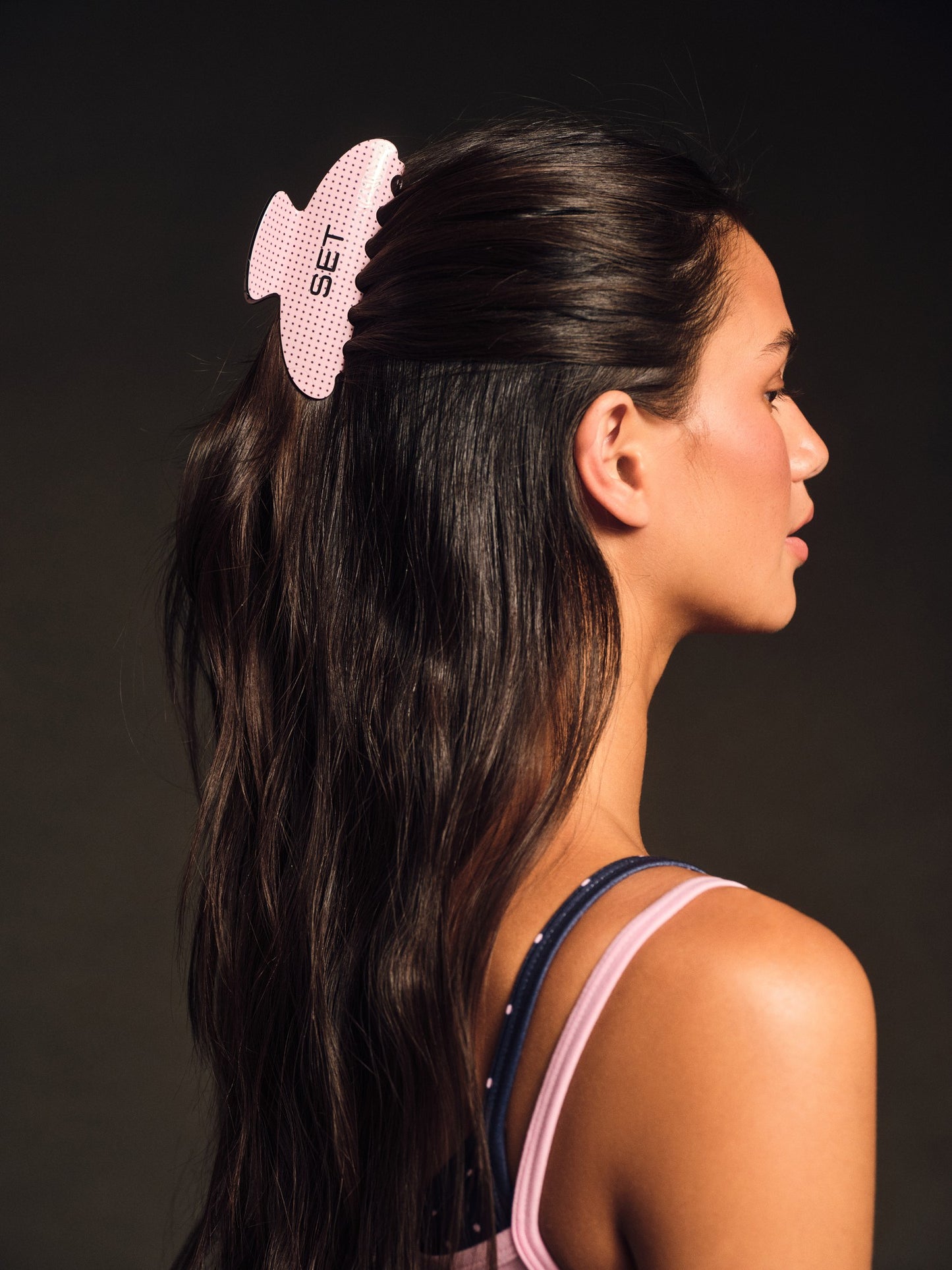 SET POLKA DOT CLAW CLIP - PINK CONFETTI SET ACTIVE