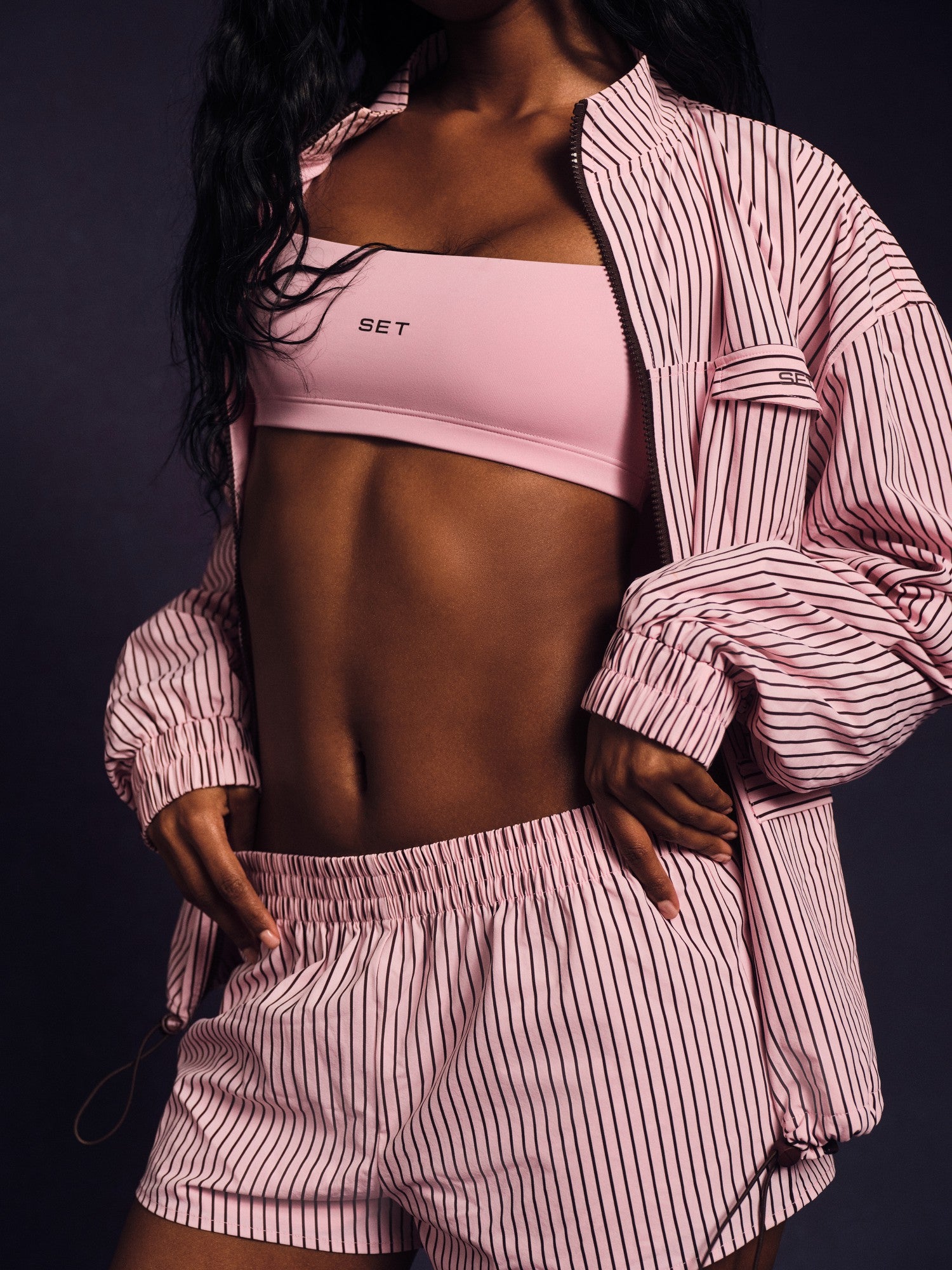 NYLON TRACK STRIPE SHORTS - SWIRL SET ACTIVE