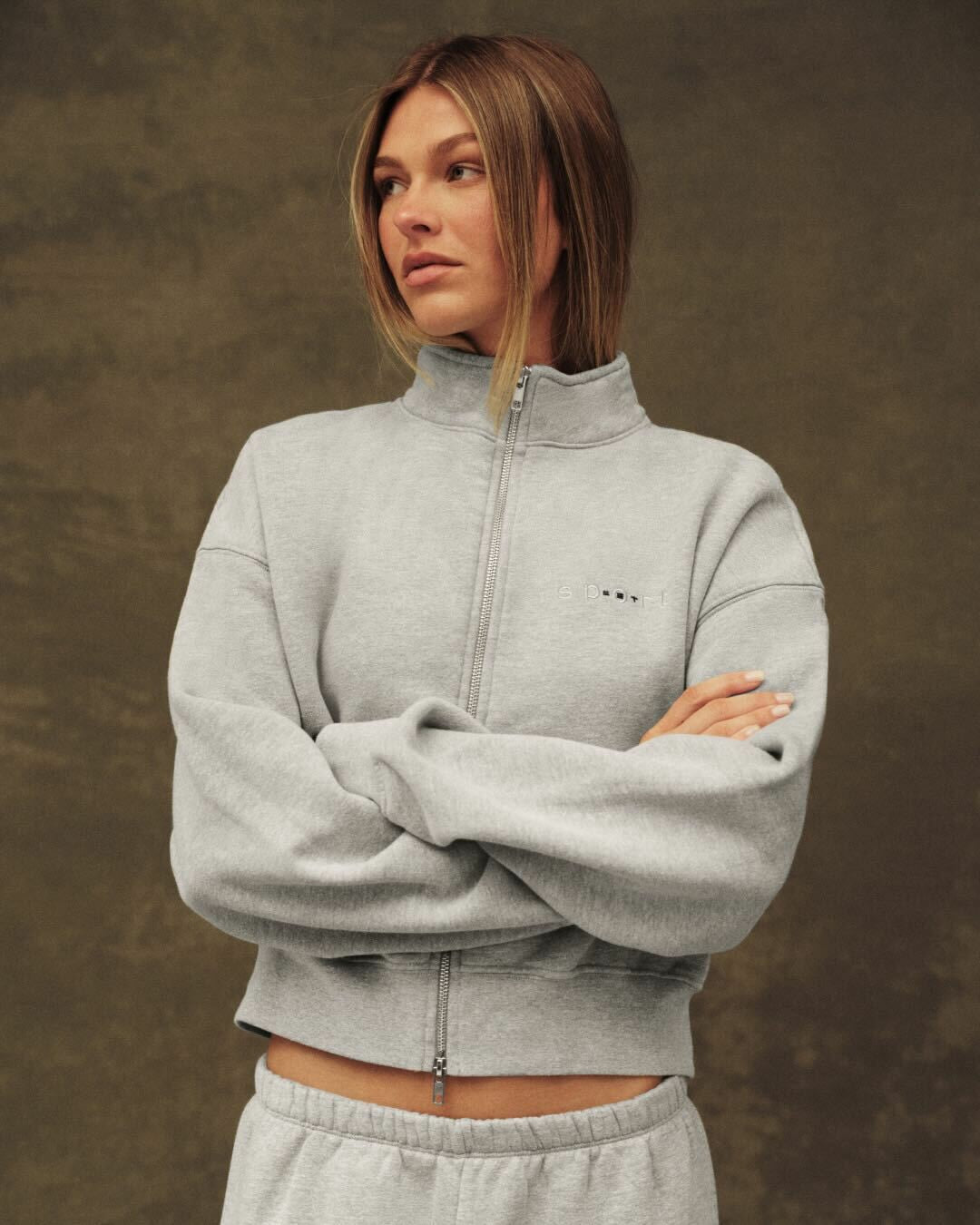 MIDWEIGHT SWEATS STAPLE SET FUNNEL ZIP - FOG HEATHER GREY SET ACTIVE