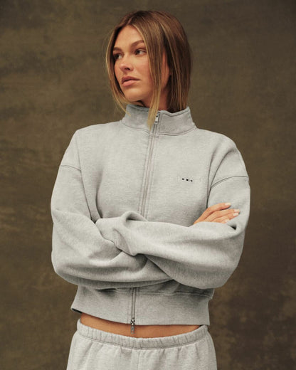 MIDWEIGHT SWEATS STAPLE SET FUNNEL ZIP - FOG HEATHER GREY SET ACTIVE