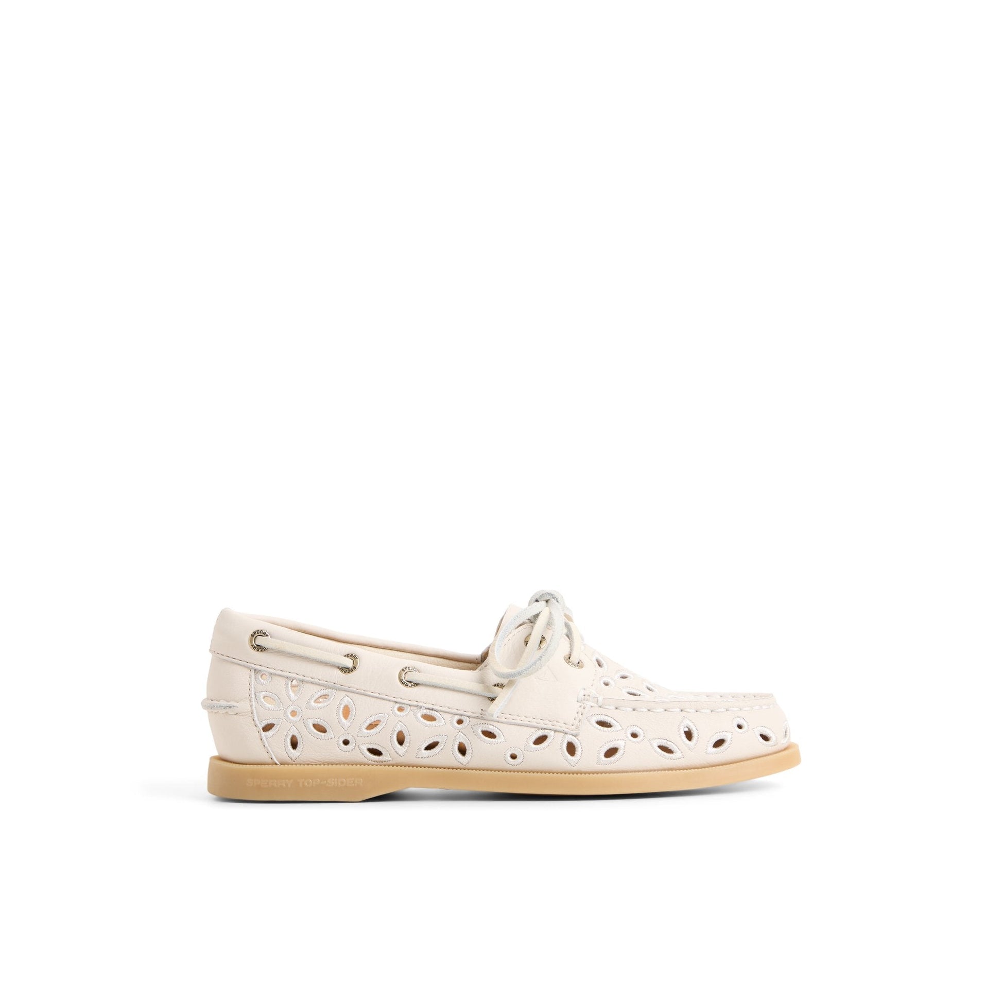 Sperry Authentic Original 2 Eye Embroidered Boat Shoe Cream