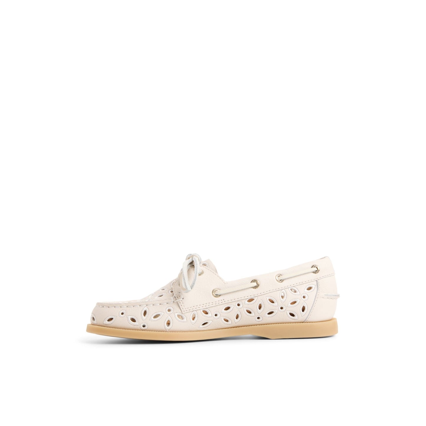 Sperry Authentic Original 2 Eye Embroidered Boat Shoe Cream