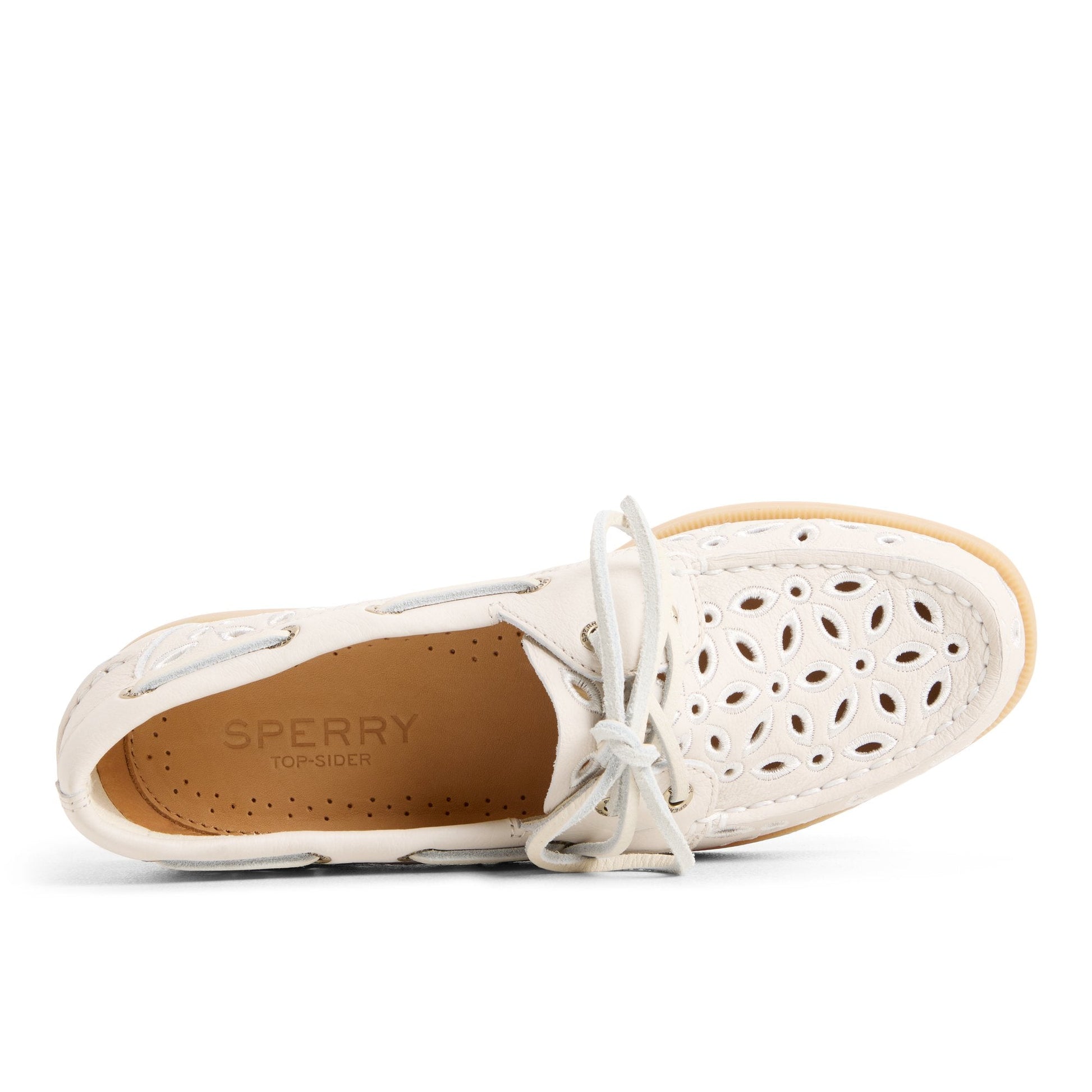 Sperry Authentic Original 2 Eye Embroidered Boat Shoe Cream