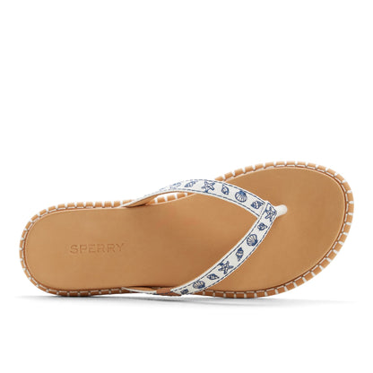 Sperry Isla Thong Embroider Sandal White/blue