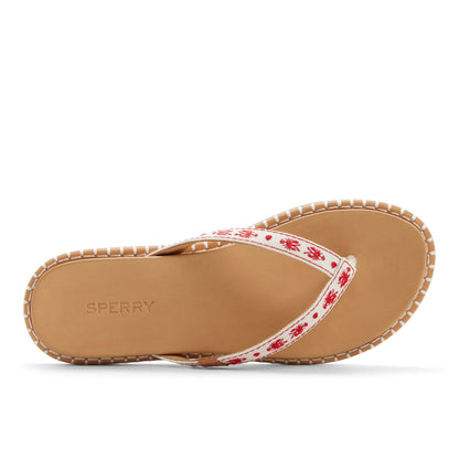 Sperry Isla Thong Embroider Sandal White/print