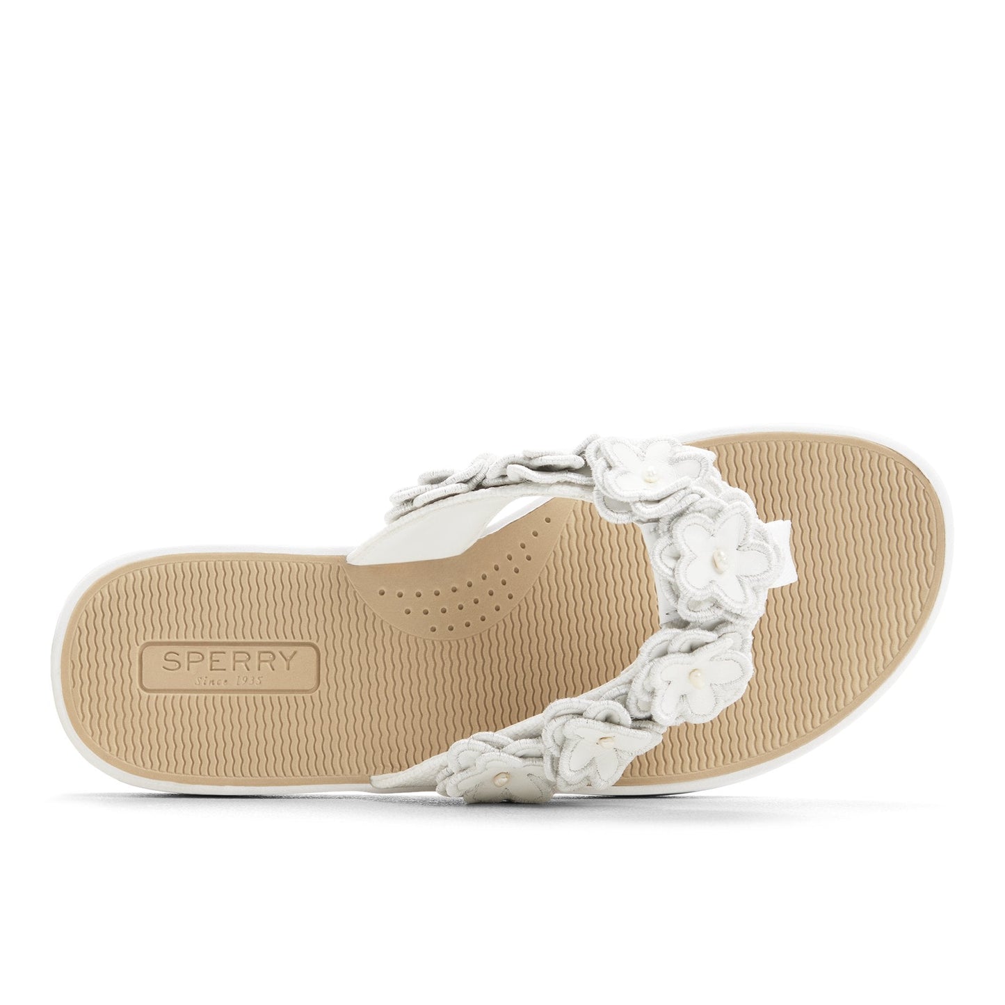 Sperry Seafish Floral Thong Sandal White