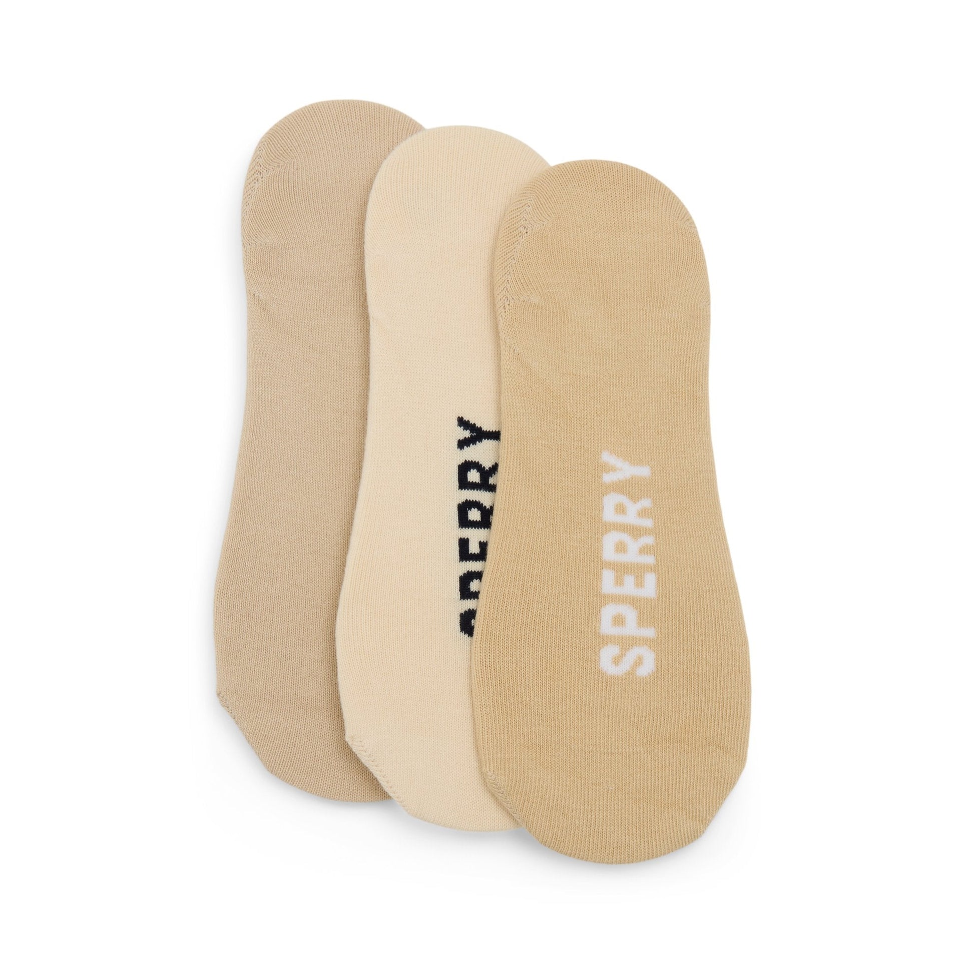 Sperry Mens 3-Pack No-Show Socks Cream multi