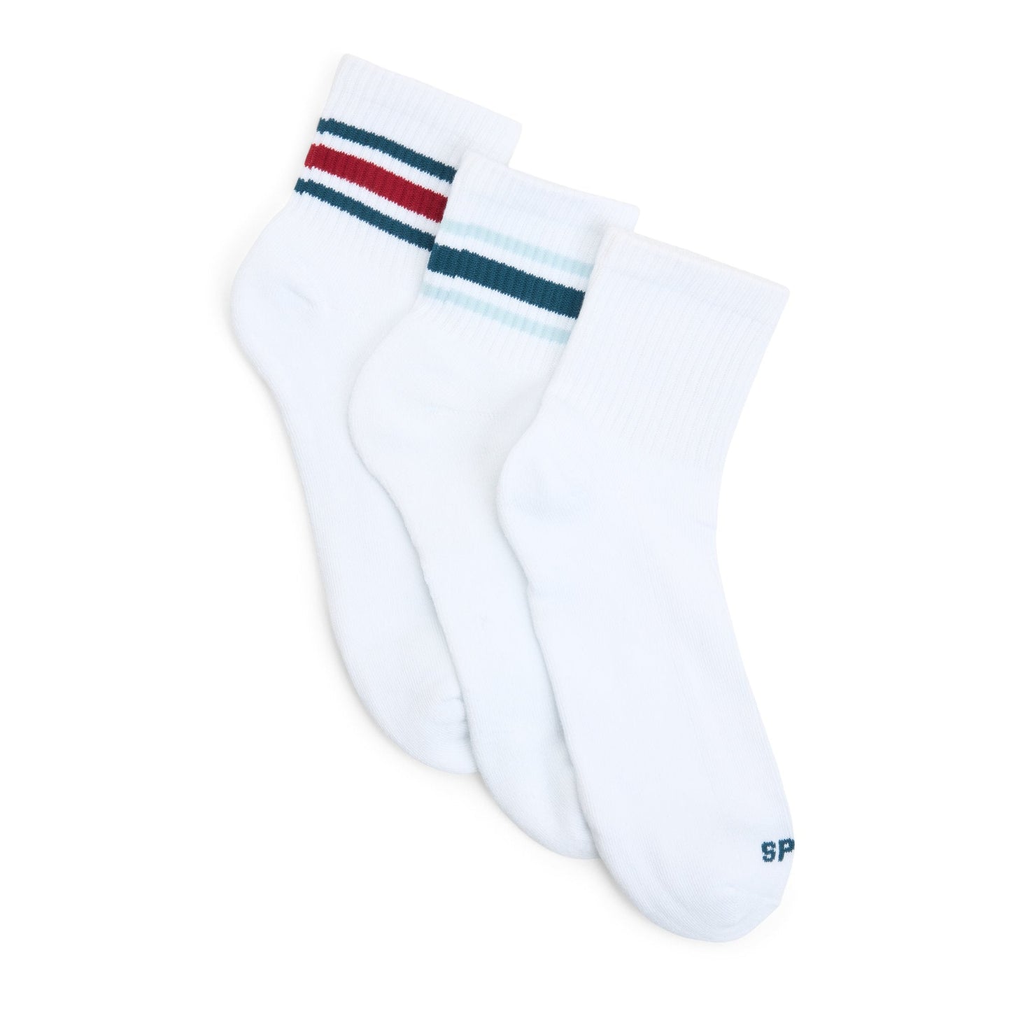 Sperry Mens 3-Pack Quarter Socks Red multi