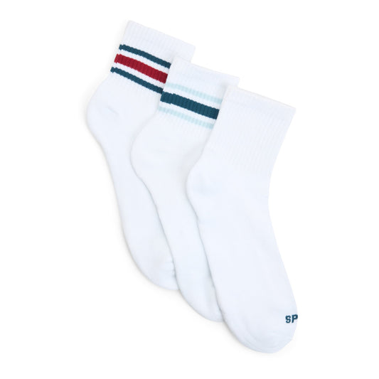 Sperry Mens 3-Pack Quarter Socks Red multi