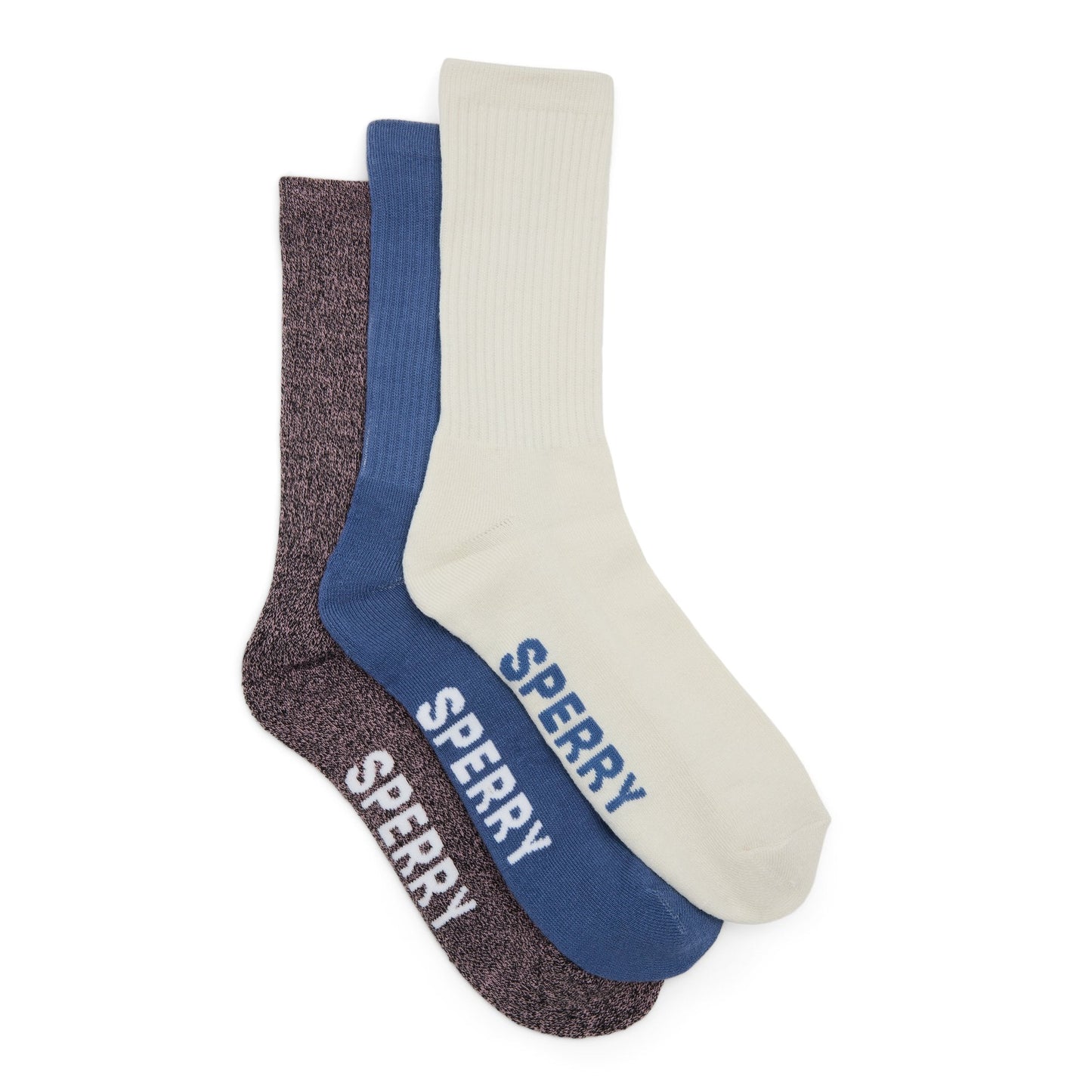 Sperry Mens 3-Pack Crew Socks Open blue