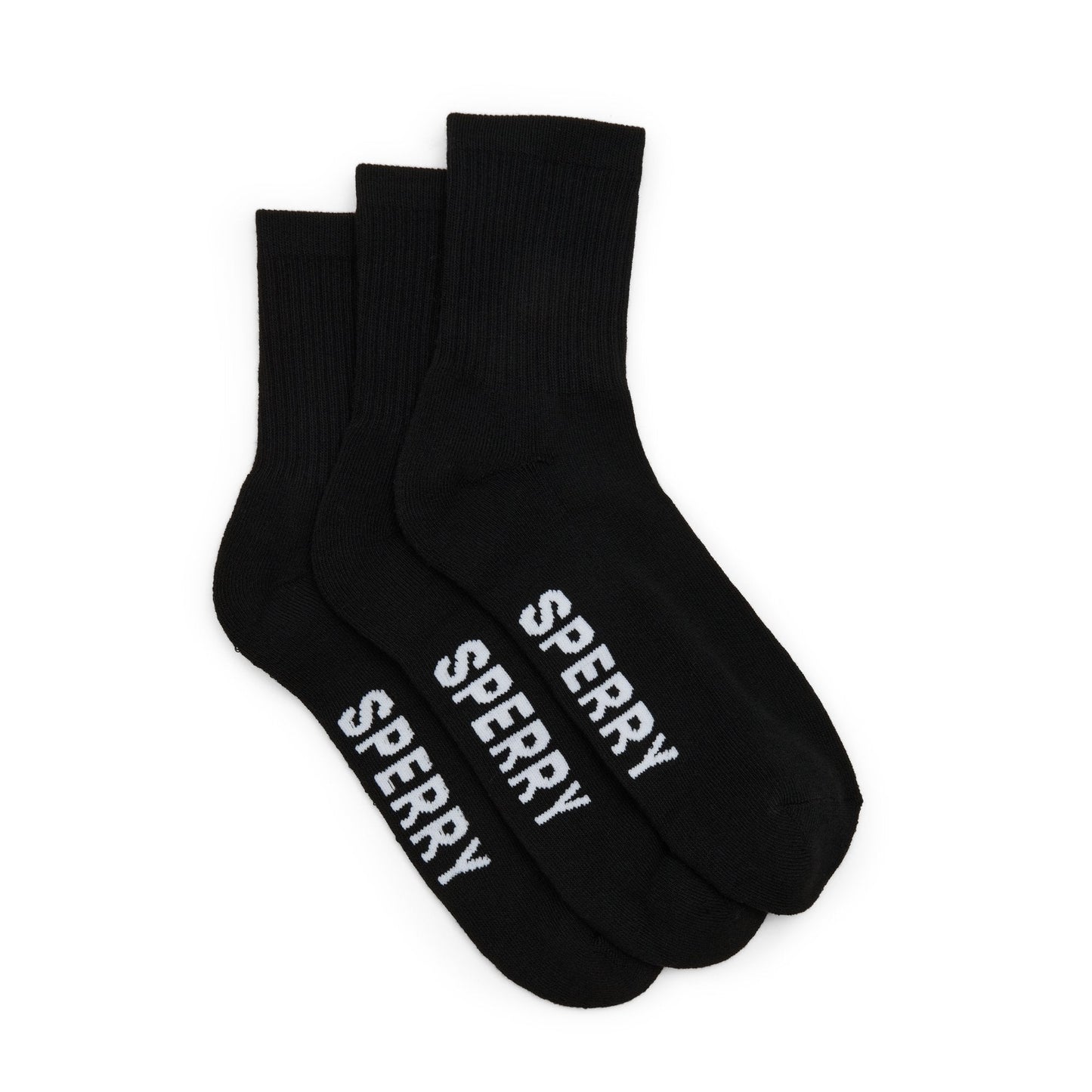 Sperry Mens 3-Pack Short Crew Socks Black