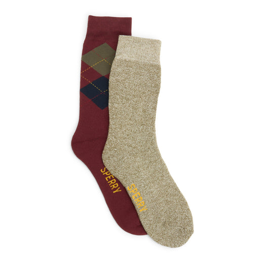 Sperry Mens 2-Pack Boot Socks Brown multi