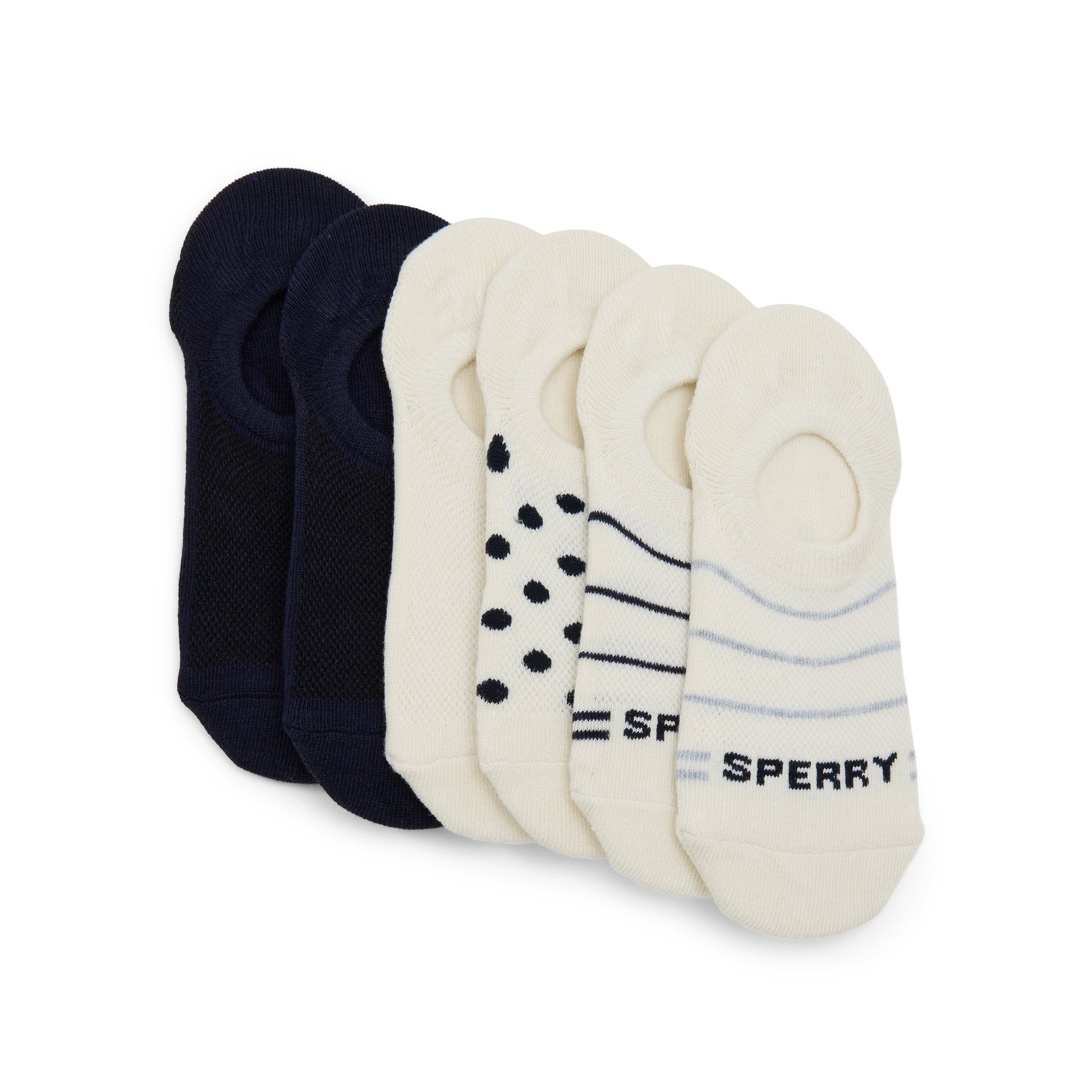 Sperry Ladies 6-Pack No-Show Socks Cream multi